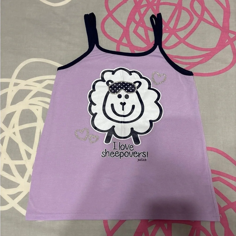 Justice Purple Pajama Set With Sheep Designs